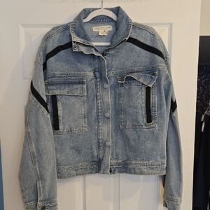Saltwater Luxe Denim Jacket with Black Accents Large